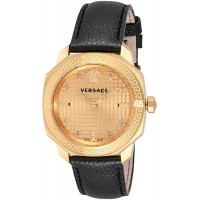 Versace Women's Gold Dial Leather Band Watch 